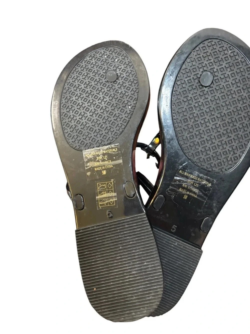 Tory Burch Mini Miller Jelly Thong Black Size 5 Sandal Flats Travel Women's